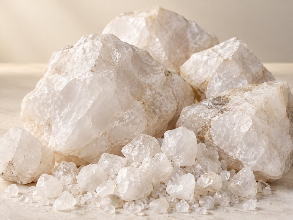 Milky white Quartz lumps and grains